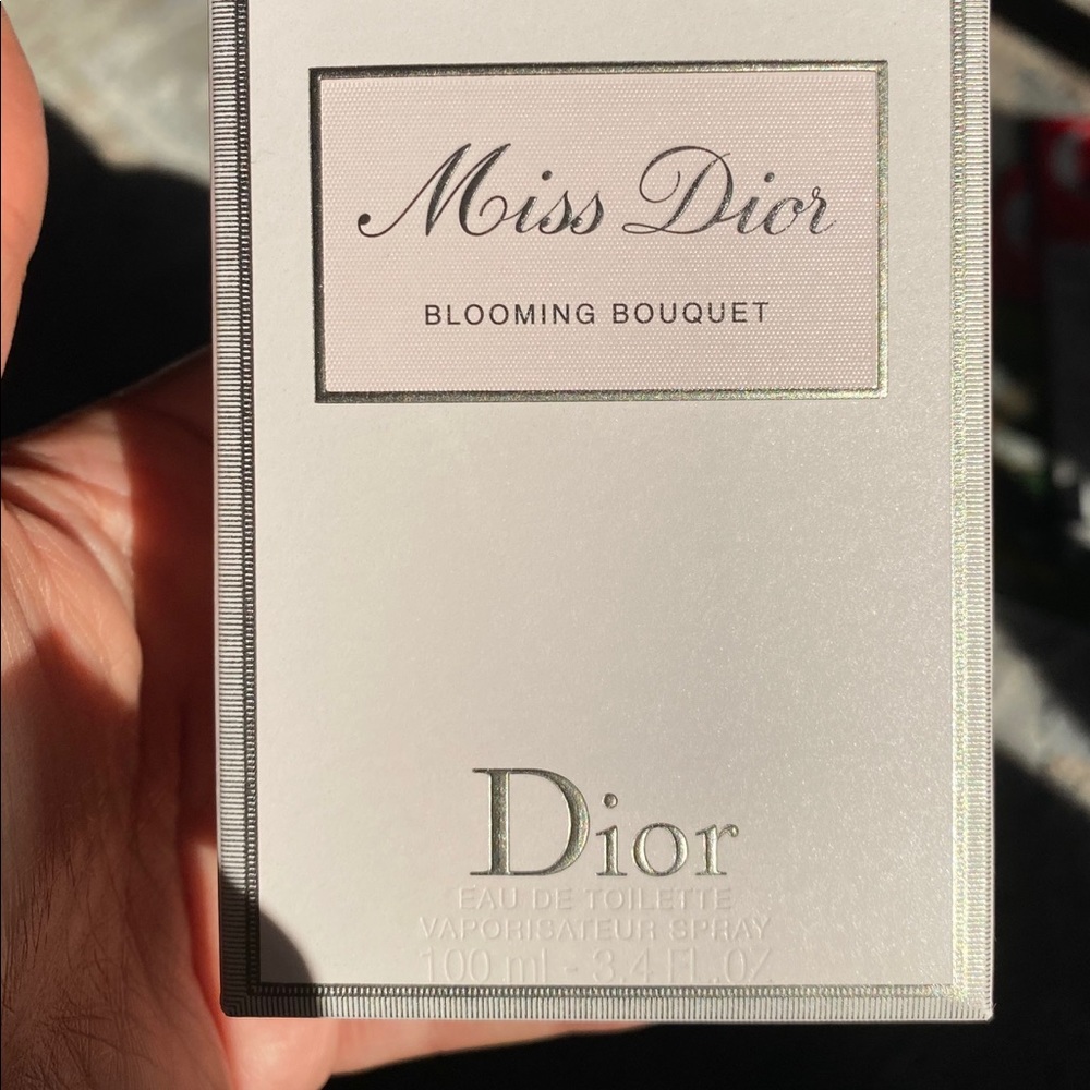 Miss Dior fragrance box (3.4 oz size) and now bottle as well.
